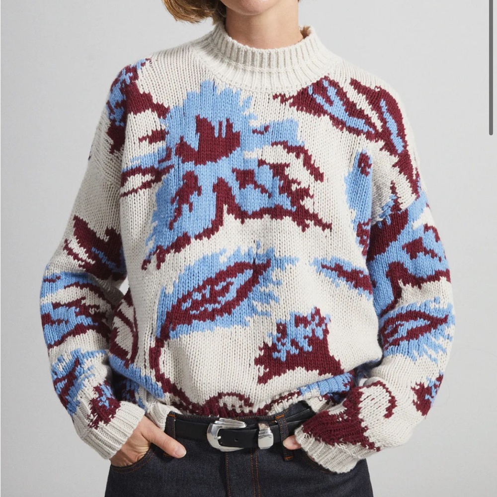 Paradis Perdus Hubert Ivory Hawaiian Jacquard Sweater Size XS